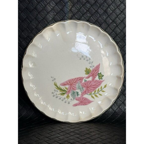 Vintage MCM WS George Bolero 7 Inch Bread Plate Pink Caladium Plant Set Of 4 - Picture 8 of 10